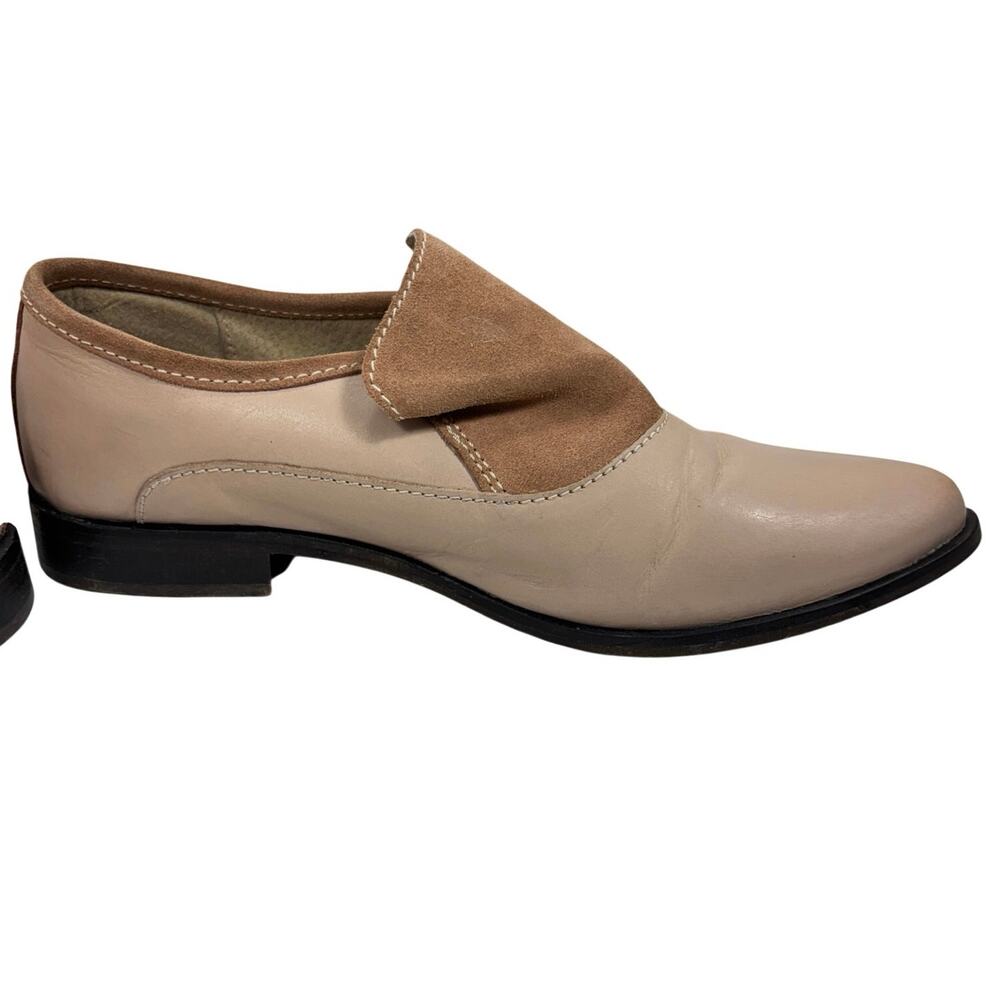 Free People Brady Loafers Beige Leather Suede Shield Slip On Flats Size 39 - Picture 11 of 11